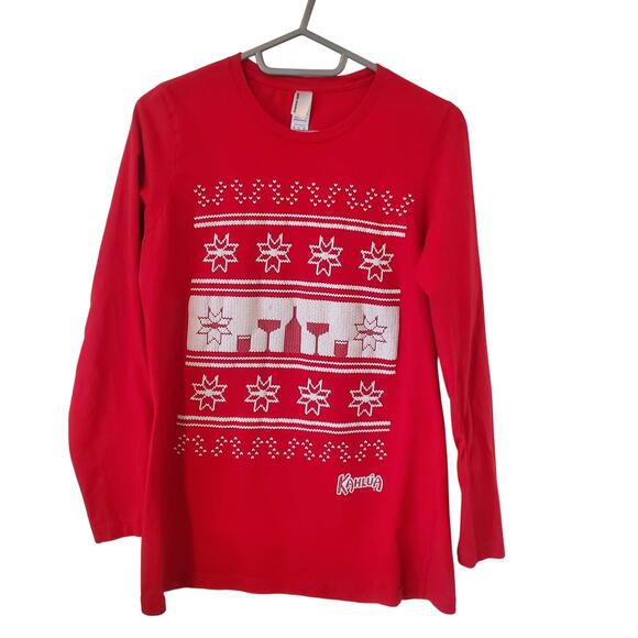 Kahlua Christmas Holiday Long Sleeve Tee Womens Size Small Red - Picture 1 of 4